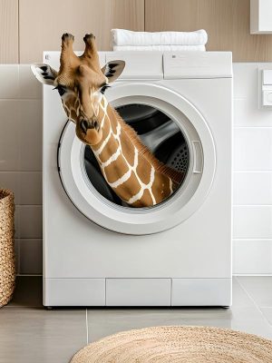 Gekke Giraffe in de Wasmachine!