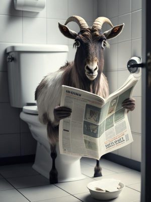Geit met een krant