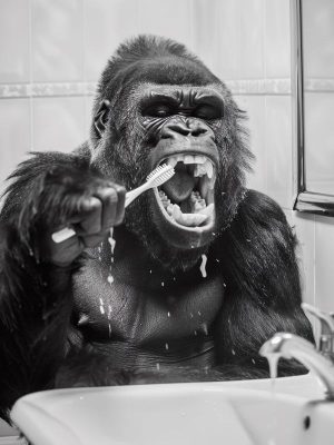 Grappige Gorilla bij de Tandarts
