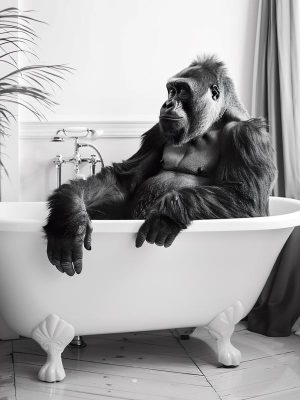 Ontspannen Gorilla in Bad