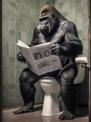 Gorilla op het toilet: Een nieuwsgierige kijk!