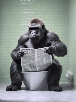 Gorilla met een krant!