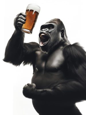 Feestelijke Gorilla met Bier!