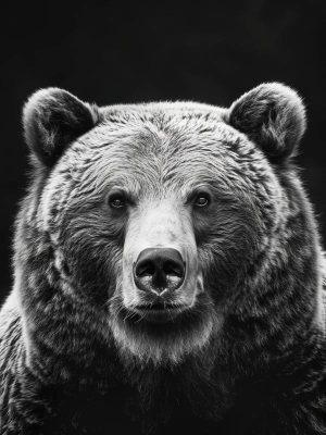 Krachtige Grizzly in Zwart-wit