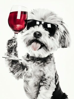 Feestelijke Hond met Wijn!