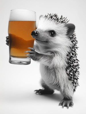 Knuffelige Egel met een Biertje