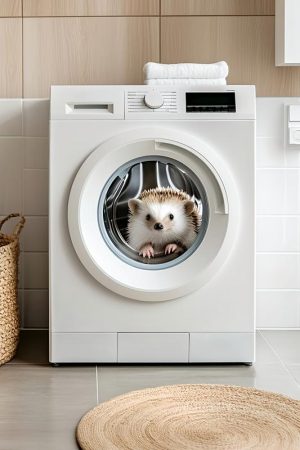 Schattige Dwerghog in de Wasmachine