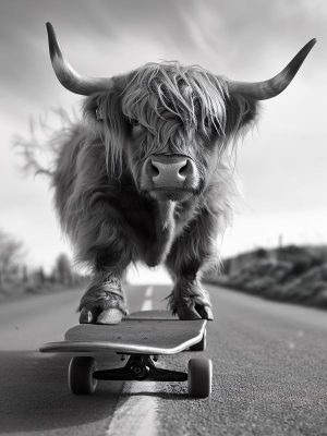 Skateboarding Highlander!
