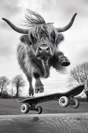 Skateboardende Koe!