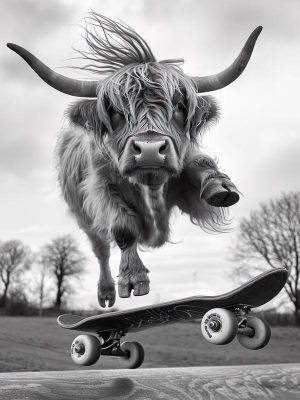 Skateboardende Hooglander in Actie!