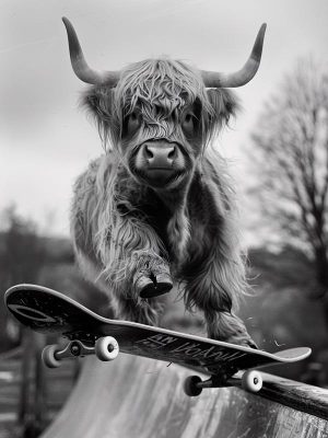 Skateboardende Hooglander