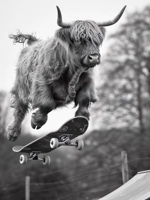 Skateboardende Hooglander