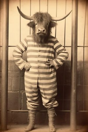 Grappige Stier in Streepjespak