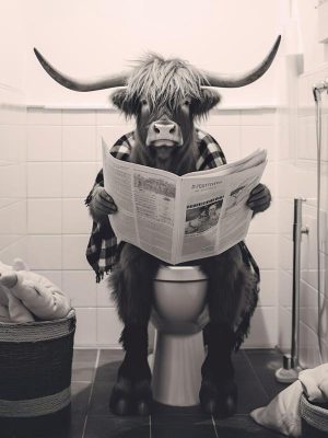 Stijlvolle Stier op het Toilet