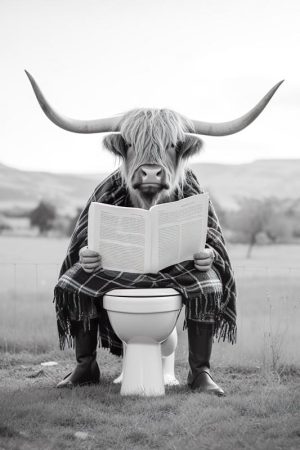 Lezende Hooglander op het Toilet
