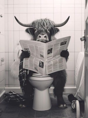 Stijlvolle Stier op het Toilet