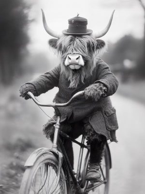 Fietsende Hooglander in Stijl