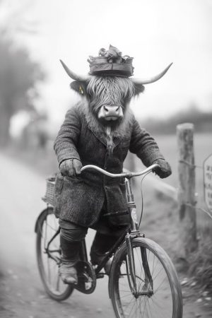 Stijlvolle Stier op de Fiets
