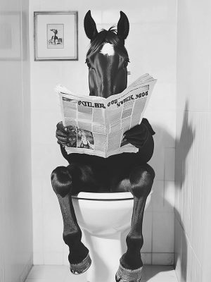 Lezende Paard in de Badkamer