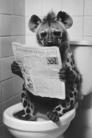 Leuke Hyena leest de krant