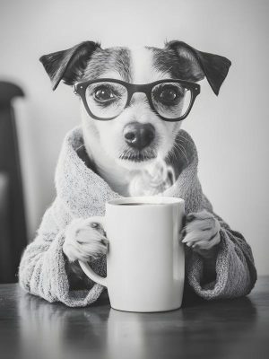 Koffiepauze met deze schattige hond