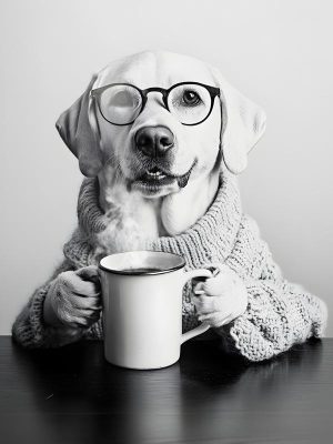 Stijlvolle Hond met Koffie!