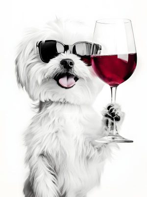 Chique Hond met Wijn