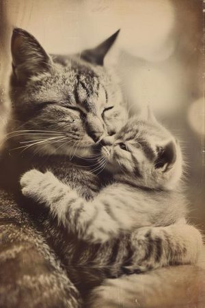 Liefde tussen moeder en kitten