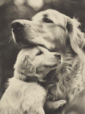 Lieve Hondenmoeder en Puppy