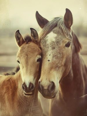 Schattige Paardenfamilie