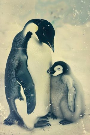 Schattige Penguins: Een Moment van Liefde