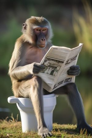 Slimme aap leest de krant!