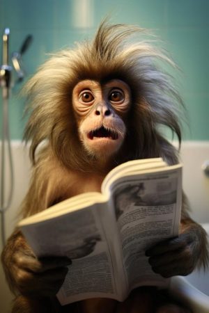 Verbaasde Apenvriend met Boek