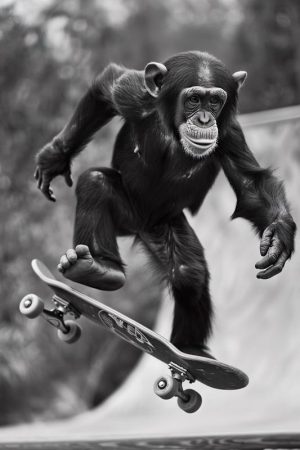 Skateboardende Aap!
