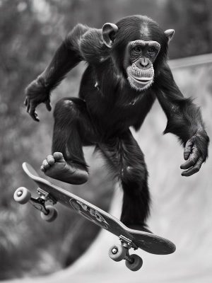 Skateboardende Aap in Actie!
