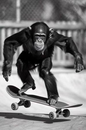 Skateboardende Schimpans!