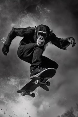 Stoere Skateende Aap