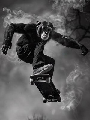 Skateende Aap: De Ultieme Stuntaap!