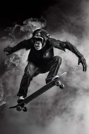 Skateboardende Apen: Coolste Trick!