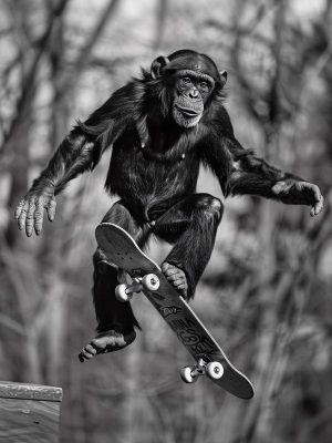 Skateboardende Apenactie!