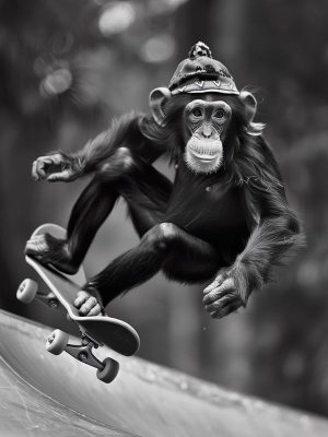 Skateboardende Aap