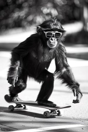Skateboardende Apenactie!