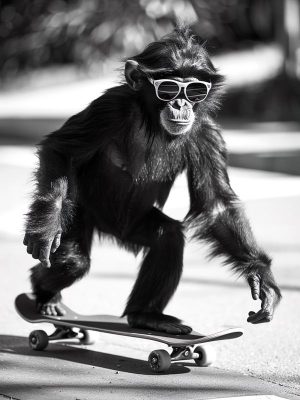 Skateboardende Aap in Actie!