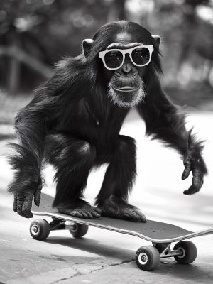 Skateboardende Aap met Stijl!