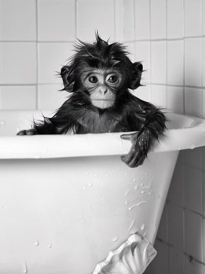 Schattig aapje in bad!