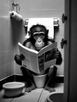 Leuke Aap op het Toilet