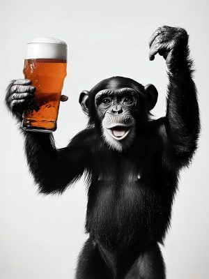 Feestelijke Aap met Bier!