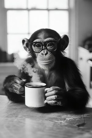 Ontspannen Aap met Koffie
