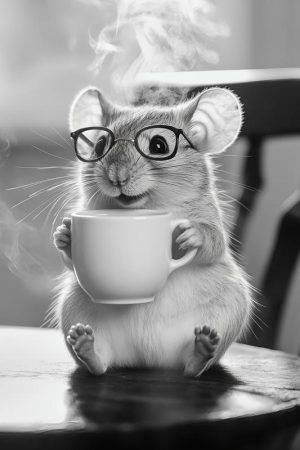 Schattige Muis met Koffie