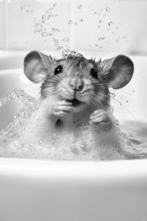 Een Bad voor de Schattige Rat